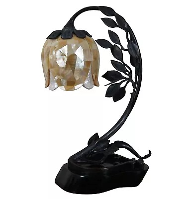 Vintage Maitland Smith Bronze Marble Mother Of Pearl Tulip Flower Desk Lamp 22  • $1050