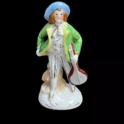 Vintage Moriyama 4  Victorian Man W/ Lyre Porcelain Figure Occupied Japan • $7.99