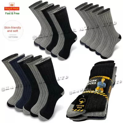 10 Pairs Mens Work Sports Crew Socks Cotton Ribbed Summer Golf Suit 6-11 Lot • £9.99