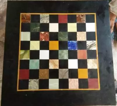 15  Black Marble Chess Table Room Decor Inlay Lapis Malachite Work Easter Gifts • $300.08