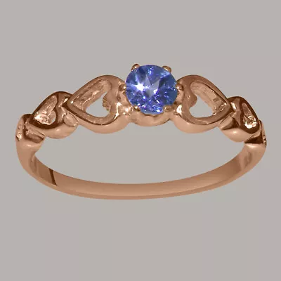 Solid 14ct Rose Gold Natural Tanzanite Womens Solitaire Ring - Sizes J To Z • £439