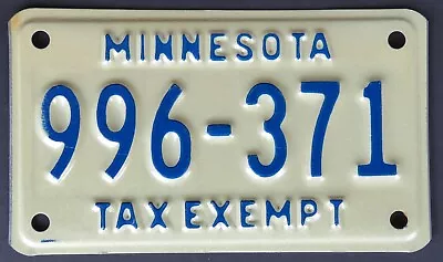MINNESOTA POLICE MOTORCYCLE  License Plate  1980s  996-371 • $24