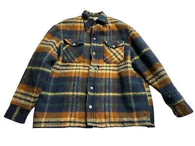 VTG WOOLRICH Wool Pile Fleece Lined Jacket Size Xl Plaid Coat Flaws • $28.79