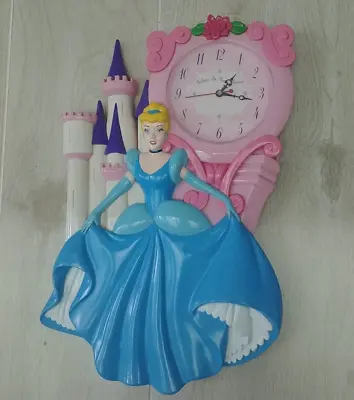 $11.99 • Buy Vintage Disney Cinderella Wall Clock Castle Believe In Your Dreams 14  Plastic