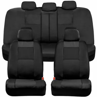 $37.99 • Buy BDK Faux Leather Car Seat Covers - Full Set Front & Rear Two-Tone In Black