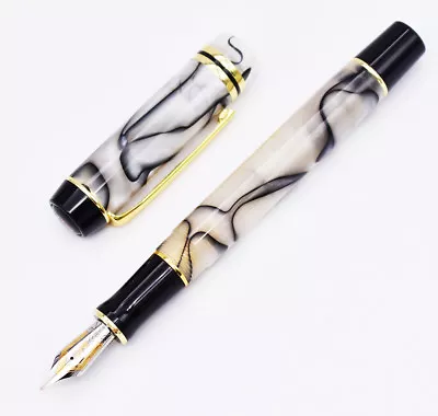 Kaigelu 316 Iridium M Nib Fountain Pen  White Color Celluloid Signature Pens • $26.22