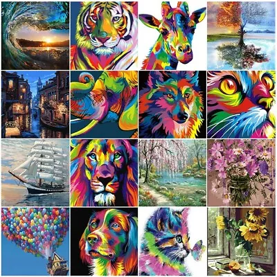 DIY Oil Painting By Numbers Kit Craft Paint Canvas Frameless Kids Gifts UK • £3.90