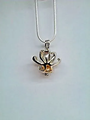 Make A Wish Pearl Cage Pendant Necklace - Seashell - 925 Chain+Pearl Included • $11.95