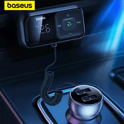 Baseus FM Modulator Transmitter Bluetooth 5.0 Radio Receiver USB Car Charger Kit • $19.54