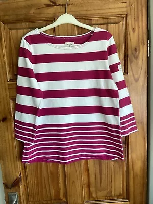 Womens Joules 3/4 Sleeve Purple Striped T Shirt Size UK 16 • $14.52