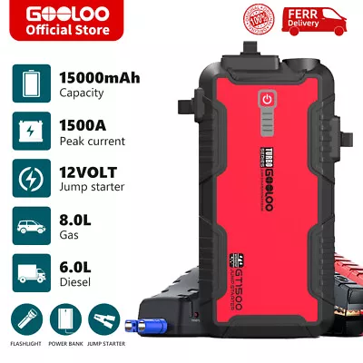 GOOLOO GT1500 1500A Car Jump Starter Power Bank Car Battery Charger 12V Jump Box • $59.99