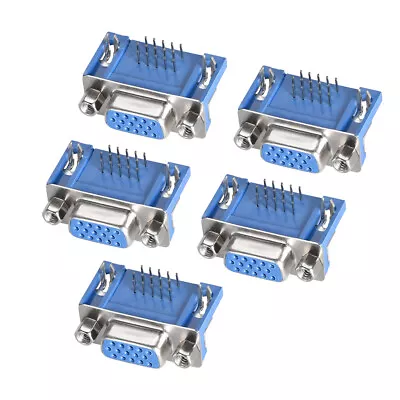 D-sub Connector Female Socket 15-pin 3-row Right Angle Port Terminal Blue 5pcs • £6.12