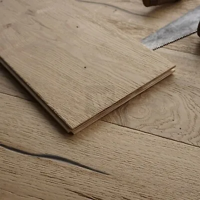 22CM Distressed Authentic Oak Wood Flooring - Engineered Boards Loft Style ECU3 • £2.49