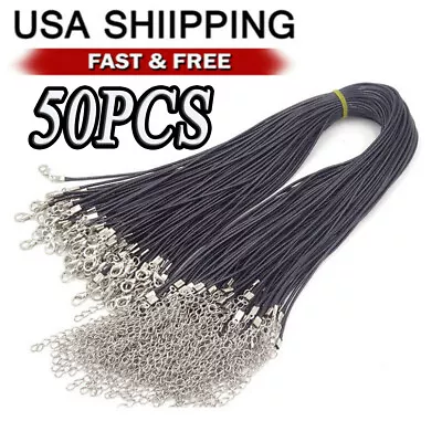 50PCS Black Waxed Necklace Cord For Jewelry Making Braided Leather Rope Chain US • $10.78