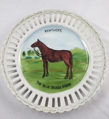 Vintage Kentucky State Decorative Souvenir Plate Horse Lace Edge Blue Grass  7  • $12