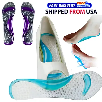  1 Pair Silicone Gel Cushion Insoles Shoe Inserts Pads Foot Care Pain Relief US • $8.97