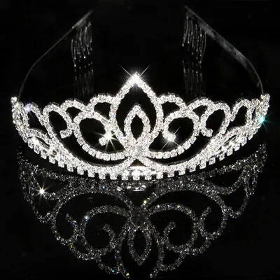£7.81 • Buy Bridal Pageant Diamante Crystal Prom Wedding Crown Tiara Headband Hair Clip