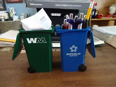 2 Garbage Truck Mini Bins Republic Service & Waste Management Great Pen Holder • $34.99