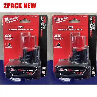 2PCS Milwaukee 48-11-2460 M12 REDLITHIUM XC 6.0 Extended Capacity Battery Pack • $63