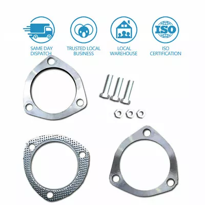$28.59 • Buy Universal 2.5 Inch 63mm Stainless Steel 3 Bolt Exhaust Flange Gasket Plate Set