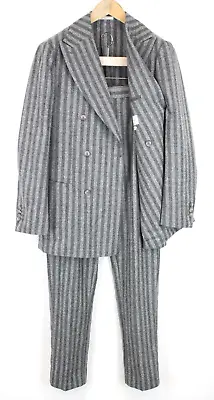 SUITSUPPLY Havana Double Breasted Men Suit UK38R Alpaca Wool Striped 2 Piece • $505.23