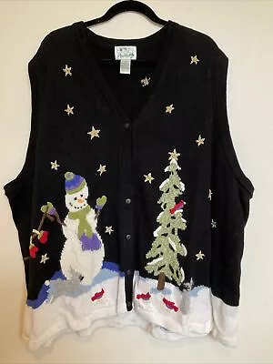 Quacker Factory Christmas Sweater Vest Black Size 5x • $19.99