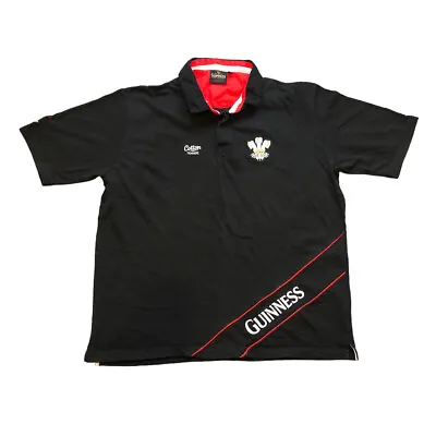 Guinness Wales Cotton Traders Rugby Shirt Men's 2XL Black Polo Short Sleeve • £29.99