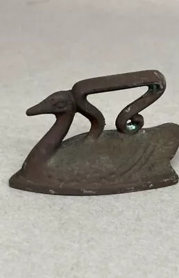 Antique Vtg Cast Iron Miniature Swan Duck Shape Toy SAD Iron  Paperweight • $29