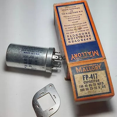 Mallory FP-417  1960's Can Capacitor 300-50-25-25 VDC Vintage Old Stock • $10