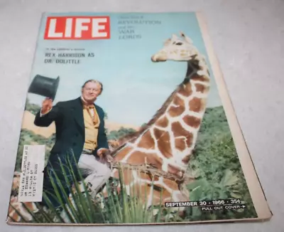Vtg Life Magazine SEPTEMBER 30 1966 Rex Harrison As Doctor Dolittle GREAT ADS! • $14.99