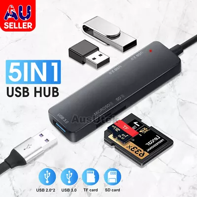 USB 3.0 Multi Hub 5 Ports Adapter Charger TF SD Card Reader PC Macbook Extension • $13.95