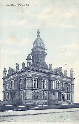 Vintage 1909 Postcard Court House Wabash Indiana Photo Courthouse Exterior Stamp • $4.99