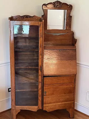 Antique Oak Side By Side Secretary Desk-selling Out; Refinished ~ VGUC • $250