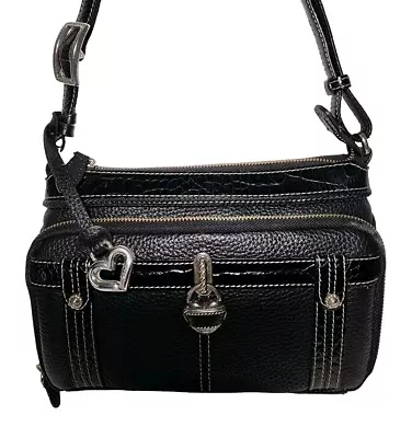 Brighton Shana Heart Front Wallet Black Crossbod Organizer Shoulder Handbag  • £62.54