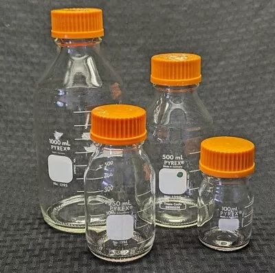 (4/pk) Lab Glass GL-45 100mL 250mL 500mL 1000mL Reagent Media Storage Bottles • $37.99