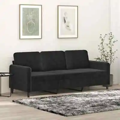 3-Seater Sofa Lounge Couch Futon Living Room Chair Velvet Fabric Black 180cm • $393.09