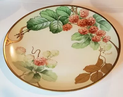 Vintage Ginori Italy Hand Painted Signed By Artist Pinelli Gold & Berries Plate • $35