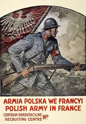 84612 Vintage Polish Army In France Recruitment Decor Wall Print Poster • $29.95