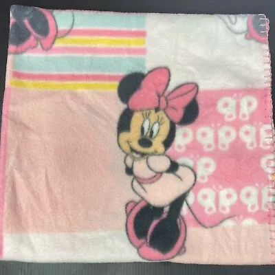 Disney Baby Pink Minnie Mouse Baby Blanket Fleece Squares Patchwork Butterflies • $18.69