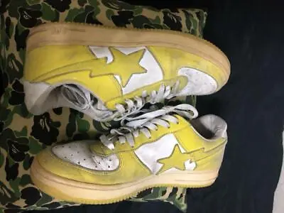 A BATHING APE Bapesta Sneaker Shoes Low White/Yellow US10 Used From Japan • $463.16