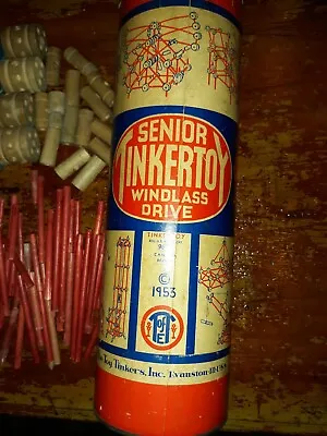 Vintage Senior Tinkertoy Windlass Drive Toy Set In The Original Case • $16