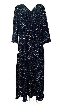 NWT J. Jill Wearever Black Chiffon Coral Dot Faux Wrap Maxi Dress Size XL • $61.77
