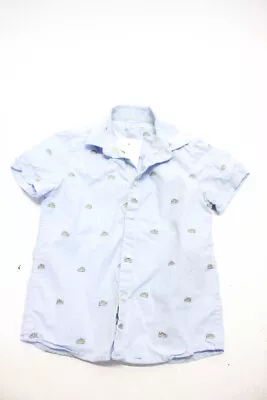 Mayoral Childrens Boys Embroidered Sneaker Button Up Shirt Light Blue Size 6 • $40.81