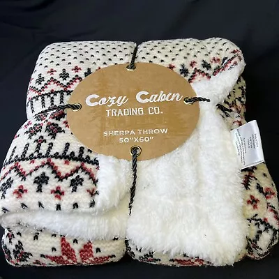 Sherpa Throw • Ultra-Plush • Super-Soft • Lightweight 50”x60” Cozy Cabin Trading • $28