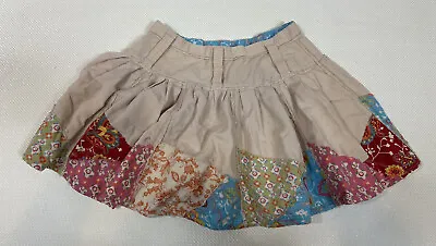 Mimi And Maggie Skirt 10 Beige Pink Blue Patchwork Cotton • $10.75