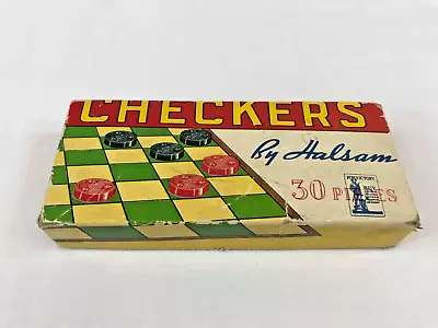 Vintage Checkers By Halsam Black And Unpainted Wood - 30 Pieces • $19.99