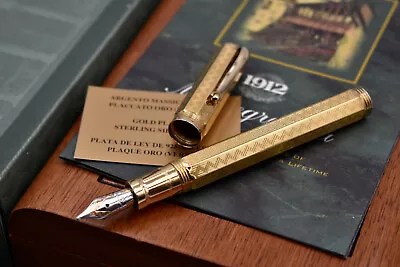 MONTEGRAPPA Reminiscence Etched Octagonal 925 Vermeil Fountain Pen RELF-V B Nib • $1500