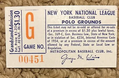 1963 New York Mets Ticket Stub - Polo Grounds - Game G • $65