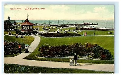 1908 View Of Ocean Park Gazebo Oak Bluffs Massachusetts MA Antique Postcard • £5.90