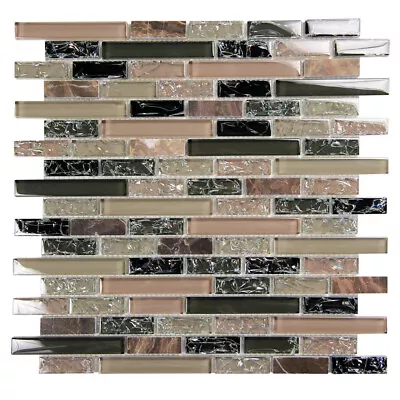 Mosaic Glass Tile Eros Linear Kitchen Bathroom Fireplace Wall Backsplash Green • $36.48